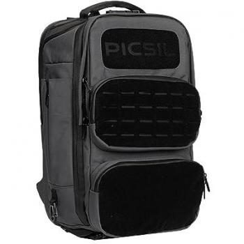 Mochila Táctica Maverick 40L PICSIL SPORT - Mochila táctica impermeable de 40 litros, con bolsillo térmico, puerto de carga USB, compartimiento para portátil y dispositivo de cierre de seguridad (gris)