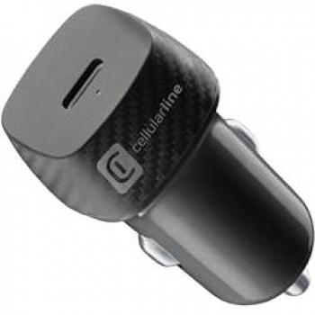 Cargador USB-C para coche 20W, Adaptador Universal Negro, Cellularline