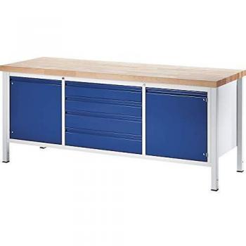 Banco de trabajo modular RAU 112989 con 4 cajones y 2 puertas, tamaño XL, dimensiones: 700 mm de profundidad y 2000 mm de ancho