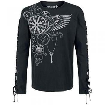 Gothicana by EMP Cut The Cord Hombre Camiseta Manga Larga Negro S, 100% algodón, Schnürung Regular