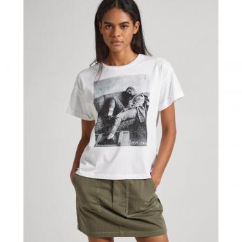 Camiseta de mujer Pepe Jeans Hant cuello redondo manga corta estampado fotográfico blanco gris negro - XS
