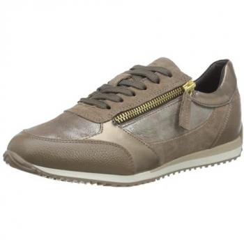 Zapatillas Geox Calithe Mujer Transpirables con Cierres y Lazos en Gris Pardo Oscuro