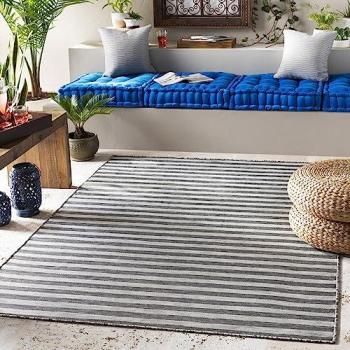 Surya - Alfombra Moderna de Exterior/Interior Geométrica Boho Resistente a los Rayos UV y a las Manchas Gris y Marfil 130 x 180 cm