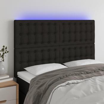 Cabecero LED Tejido 144x5x111/128 cm Negro con luces LED, tela negra