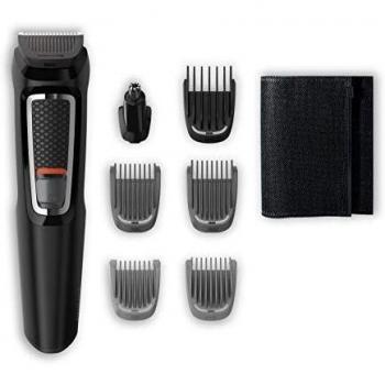 Philips MG3720/15 Recortadora 7 en 1 Maquina recortadora de barba y Cortapelos para hombre cara y cabeza, accesorios para nariz y orejas, 60 minutos de autonomía, Negro