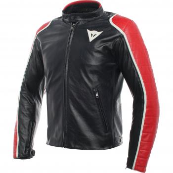 Dainese Speciale para Hombre Piel Moto Chaqueta Negro/Rojo 48  Euro/38  EE. UU.