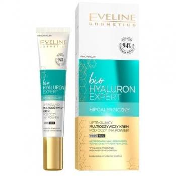 Eveline Cosmetics Bio Hyaluron Expert Eye Cream 20ml - Crema para el contorno de ojos con efecto lifting, fórmula nutritiva, envase de 20 ml