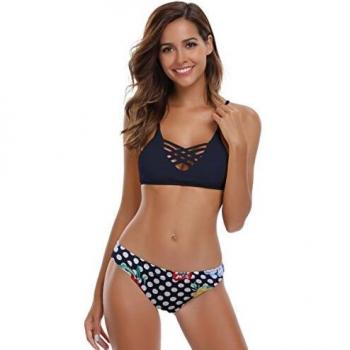 SHEKINI Mujer Conjunto de Bikini de Dos Piezas Almohadillas Bañador Estampar Trajes de Baña