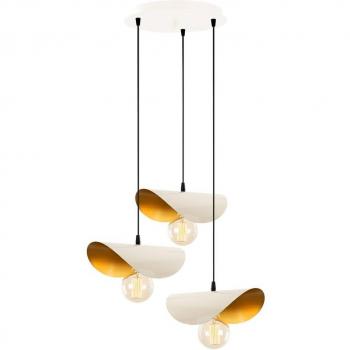 Lámpara Colgante Sivani MR-964, 3 Luces Redondas, Blanco y Dorado