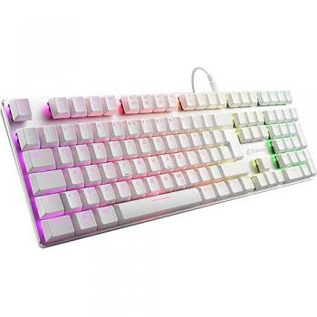 Sharkoon PureWriter RGB Teclado mecánico para gaming USB QWERTZ Alemán Blanco con interruptores Kailh Blue, iluminación RGB regulable, teclas planas, efectos de iluminación y cable USB extraíble