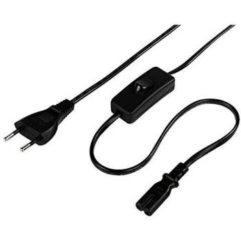Hama - Mains Cable with ON/Off Switch, 2m, 2 m, Negro
