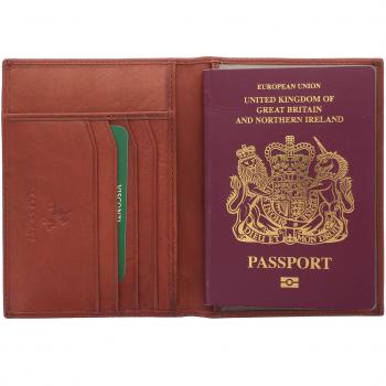 Visconti Colección Polo Porta Pasaporte de Cuero Bloqueo RFID 2201 Marrón