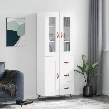 Aparador blanco alto de madera contrachapada 69,5x34x180 cm