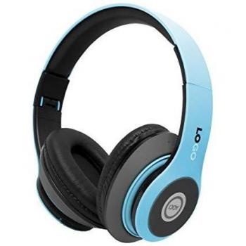 iJoy Auriculares Bluetooth Inalámbricos de Diadema con Micrófono, Ligeros Plegables y Recargables, Incluye Ranura para Tarjeta Micro SD, Azul