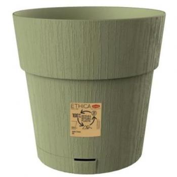 Vaso Ethica Tondo con Reserva de Agua Verde Oliva 25x25 cm
