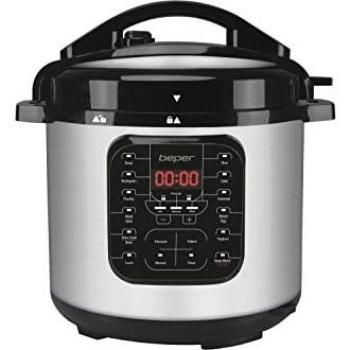 Olla a Presión Eléctrica Beper P101COS001 - Multicooker 6 Litros, 15 Programas de Cocción, Acero Inoxidable