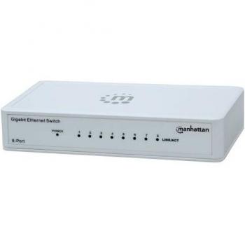 Manhattan 560702 8-Port Gigabit Ethernet Switch, Desktop Size, Plastic, IEEE 802.3az