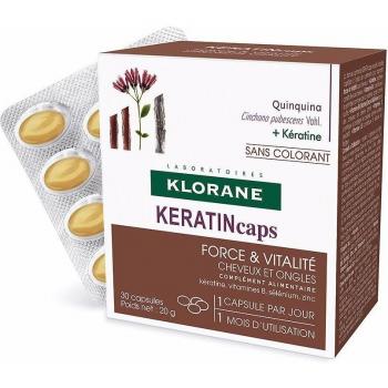 Klorane Keratincaps Complemento Alimenticio para Cabello y Uñas con Quinina, 30 Cápsulas