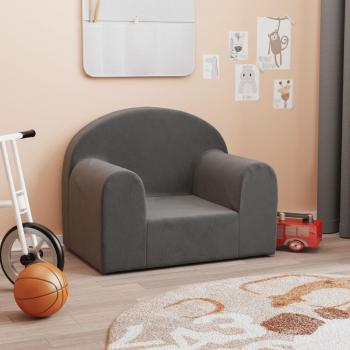 Sofá para niños antracita en felpa suave Vidaxl