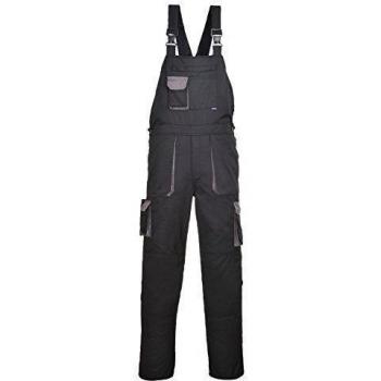 Portwest TX12BKR4XL Texo con peto de contraste de colores y tirantes, color negro, talla XXXXL