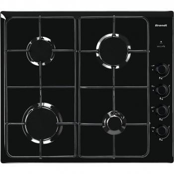 Placa de Gas Brandt BPE6410B - 60 cm, 4 Fuegos, Acero Emaillado, Allumado Integrado