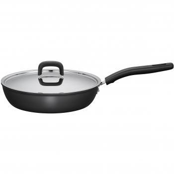 Fiskars Sartén para saltear con tapa para vitrocerámica, Ø 26 cm, Aluminio, Functional Form, Negro/Plata, 1015324