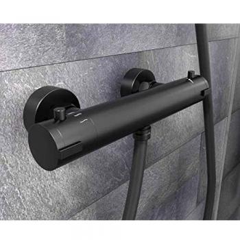 Grifo mezclador termostático de ducha LONDON negro mate 5,5 cm