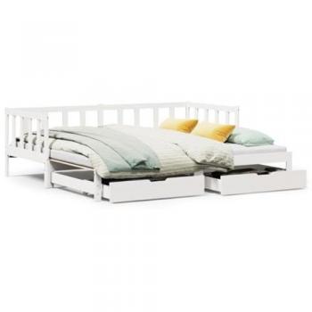 Sofá cama nido con cajones madera maciza pino blanca 90x190 cm blanco