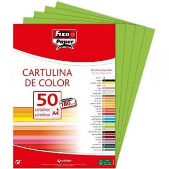 Fixo paper 11110327 z paquete de 50 cartulinas z tamano a4 cartulina 180g color verde lima