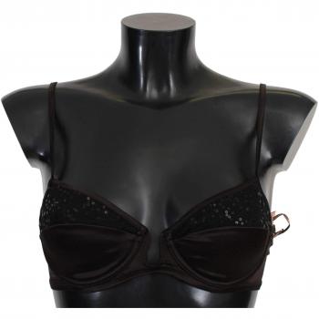 Ermanno Scervino Brown Sequined Balconcino Bra Underwear - IT2 | S, Female, Size: M