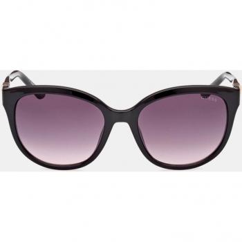 Guess Women's Round Black Acetate Sunglasses with Purple Mirror Lenses - Model GU7877 01B 135 mm