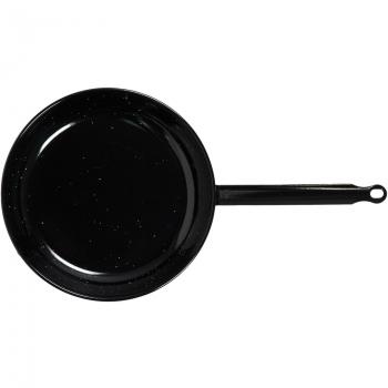 La Valenciana 12 cm Acero esmaltado sartén con Plano con asa, Black_Parent, Negro, 22 cm