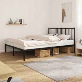 vidaXL Metal Bed Frame without Mattress with Headboard Black 150x200cm