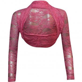 XpoZed Moda - Boléro mujer manga larga encaje Rose poupon Talla única
