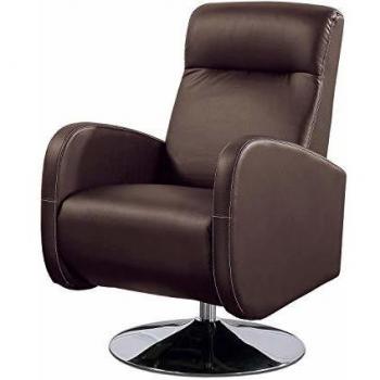 Adec - Living, Sillón Relax Giratorio, tapizado en símil Piel Color Chocolate, butaca Descanso, Medidas: 70 cm