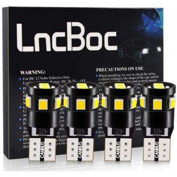 LncBoc Bombillas LED W5W T10 LED Canbus Coche 9SMD 2835 LED W5W 168 194 Wedge Lamparas para Coches LED interior y exterior matricula luz led posicion 6500K Xenón Blanco 12V Paquete de 4