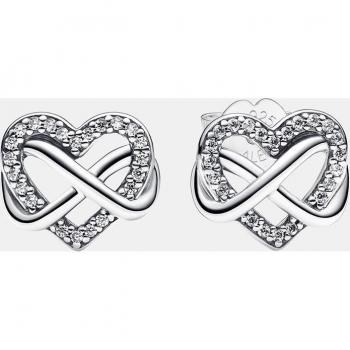Pandora Sparkling Infinity Heart Stud Earrings 292667C01 for Women