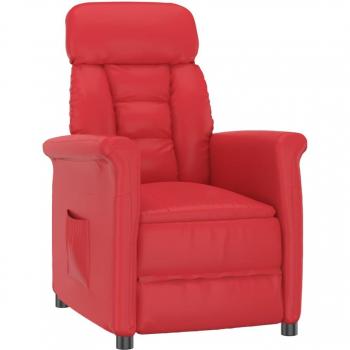 Sillón reclinable de cuero sintético rojo
