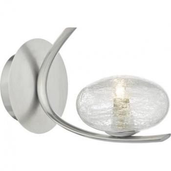 Aplique de pared Leighton 1 luz de cristal y cromo satinado con base de vidrio de caña de azúcar, compatible con bombillas G9