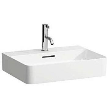Lavabo sobre encimera Laufen VAL 55x42 cm, 3 orificios para grifería, con rebosadero, cerámica Saphir, color blanco