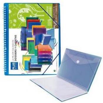 CARPETA DE FUNDAS CON ESPIRAL 40 FUNDAS AZUL