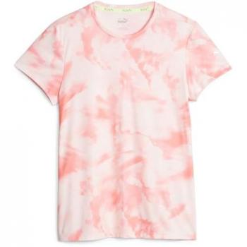 Camiseta de Manga Corta Puma Run Favorita Estampada para Mujer - Rosa, Talla S