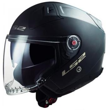 LS2 Casco Jet OF603 INFINITY II Negro Mate - Casco de moto jet, diseño aerodinámico, acabado mate negro, talla XXL