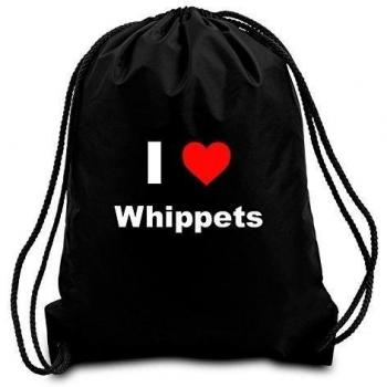 Negro I Love Whippets Bolsa con Cordón