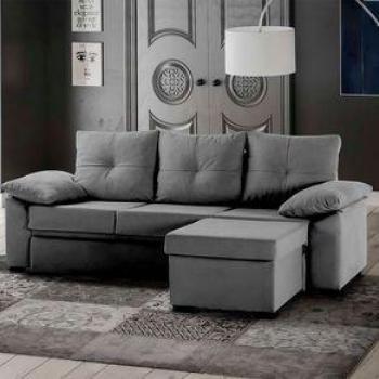 Sofá Cama Panamá 3 Plazas Con Módulo Chaiselongue Reversible Gris