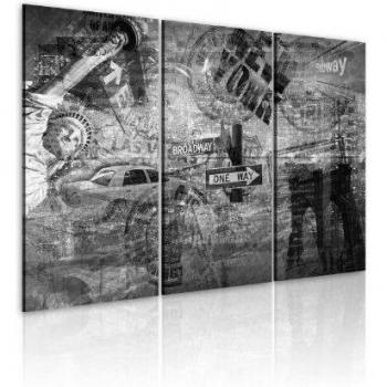Cuadro en Lienzo Impresion en calidad fotografica! Cuadro en lienzo tejido-no tejido 3 partes New York Ciudad 030111-57 60x40 cm B&D XXL
