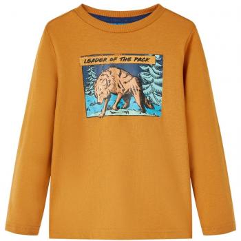 Camiseta Infantil con Manga Larga Estampado de Lobo - Talla 104