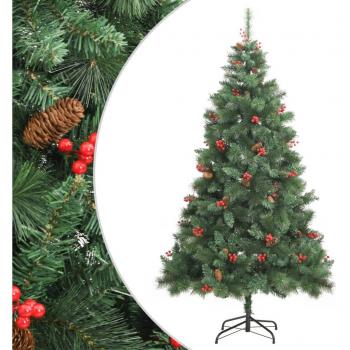 vidaXL Artificial Hinged Christmas Tree with Cones and Berries 210 cm