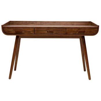 Escritorio vintage madera nogal HALLEN de MILIBOO, diseño elegante y retro, estructura de madera de nogal, superficie amplia para trabajo, fácil montaje, ideal para oficina o estudio
