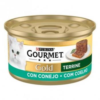 Gourmet Gold Terrine con Conejo - Comida húmeda para gatos, Pack 24 latas